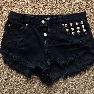 Black high waisted denim shorts